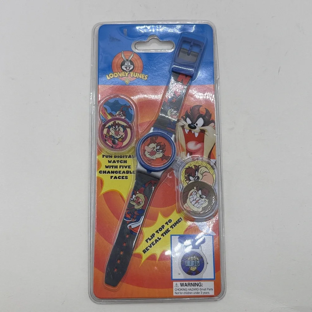 Vtg NWT NOS Looney Tunes Taz Digital Watch Interchangeable Collectible Untested